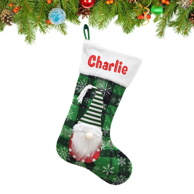 Personalized Embroidered Gnomes Christmas Stocking | MCGift46