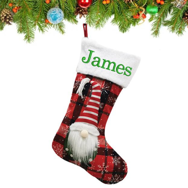 Personalized Embroidered Gnomes Christmas Stocking | MCGift46