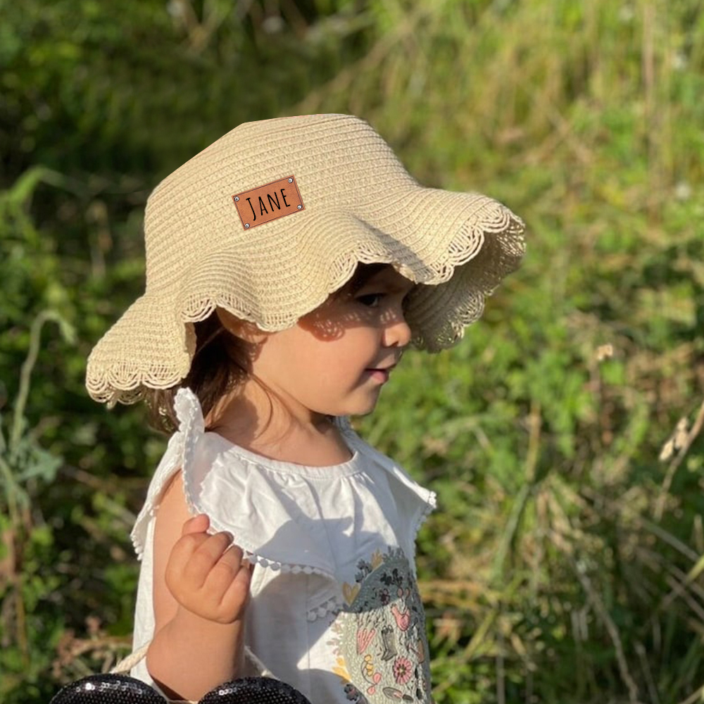 Personalized Summer Leather Patch Straw Hat for Comfort & Unique | CWBeach35