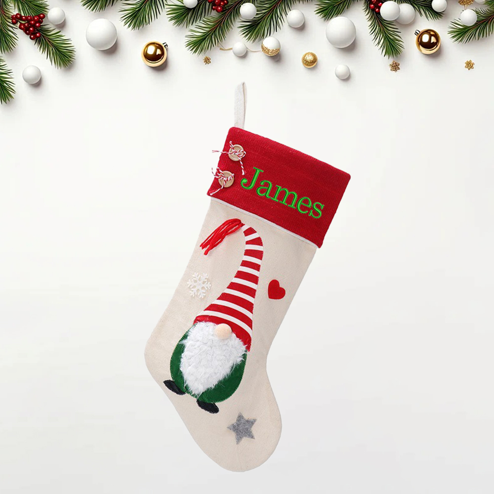 Personalized Embroidered Gnomes Christmas Stocking | MCGift47