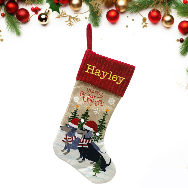 Personalized Embroidered Puppy Christmas Stocking | MCGift45