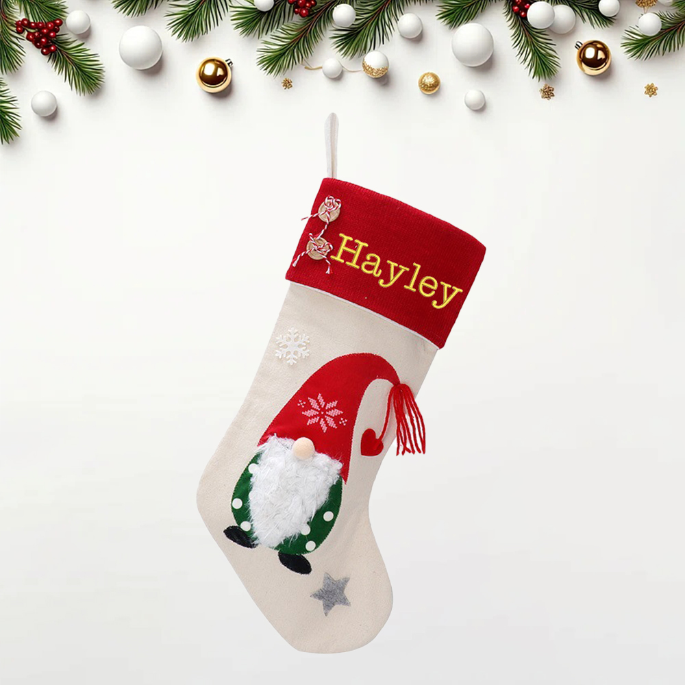 Personalized Embroidered Gnomes Christmas Stocking | MCGift47