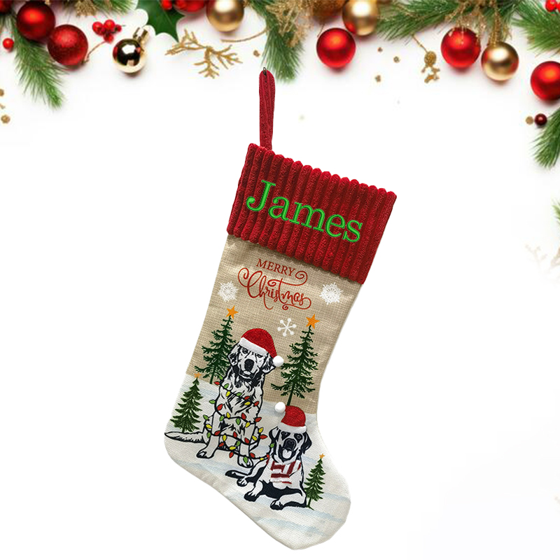 Personalized Embroidered Puppy Christmas Stocking | MCGift45
