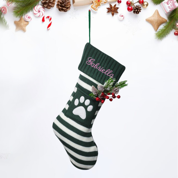 Personalized Embroidered Paw Christmas Stocking | MCGift49