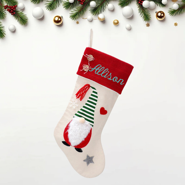 Personalized Embroidered Gnomes Christmas Stocking | MCGift47