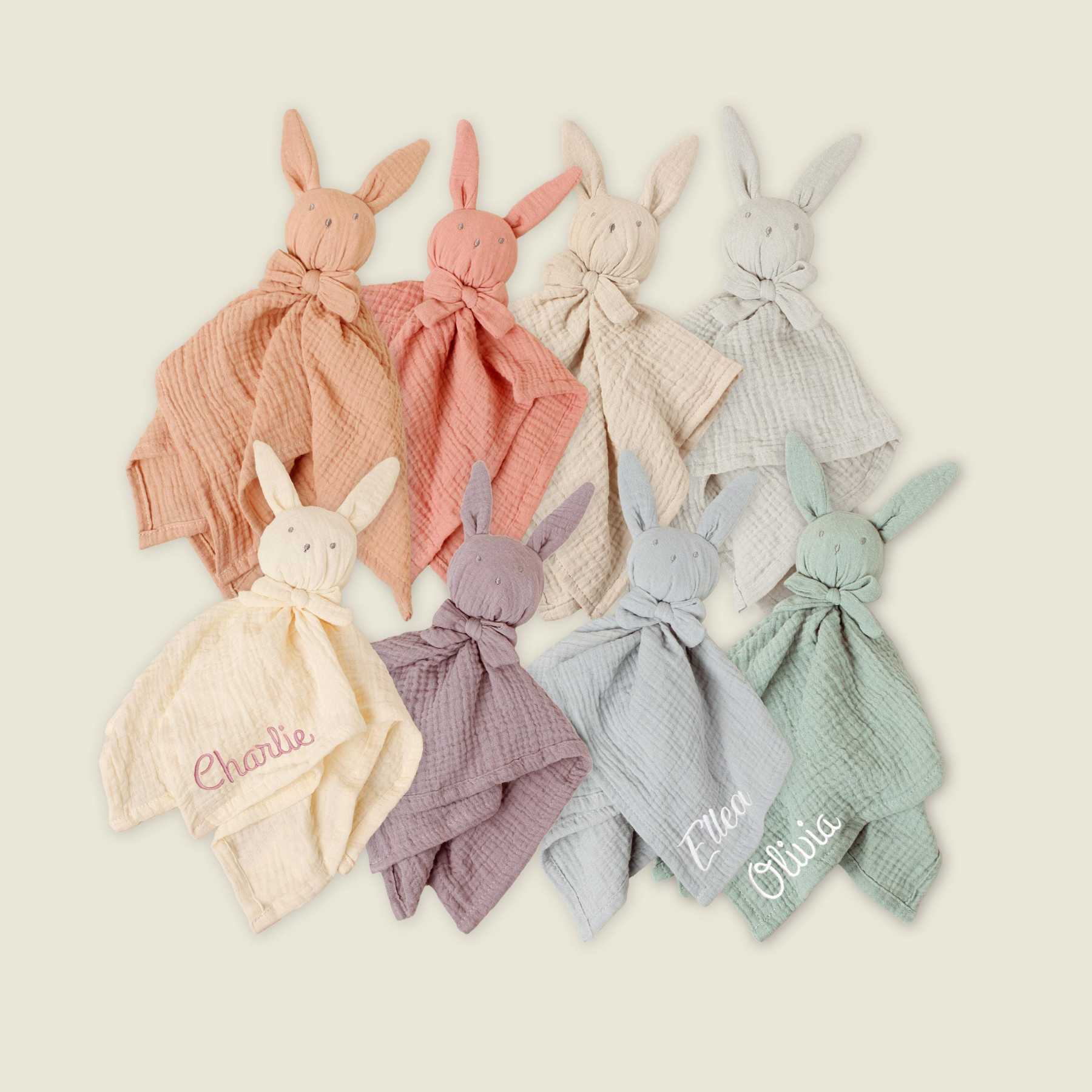 Personalized Baby Embroidery Bunny Soothing Sleep Towel | CWToy137