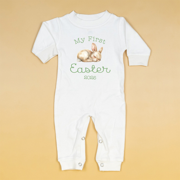 Personalized Baby First Easter Bunny Ropmer and Hat Set | CWBaby183