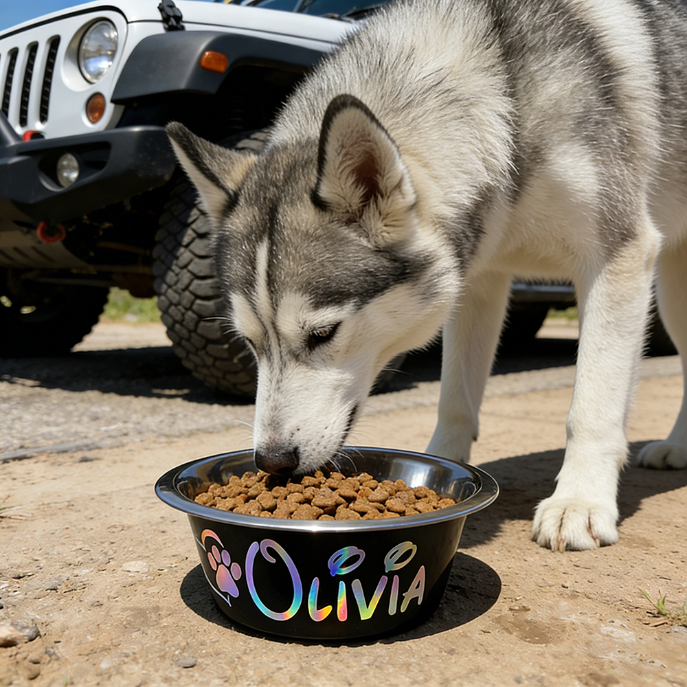 Personalized Pet Stainless Steel Anti-slip Food Bowl | BKPet36801