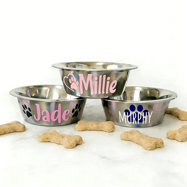 Personalized Pet Stainless Steel Anti-slip Food Bowl | BKPet382
