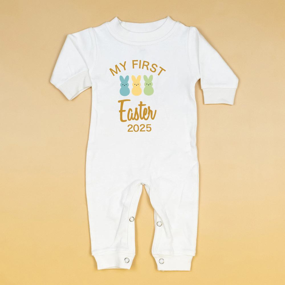 Personalized Baby Lovely First Easter Ropmer and Hat Set | CWBaby181