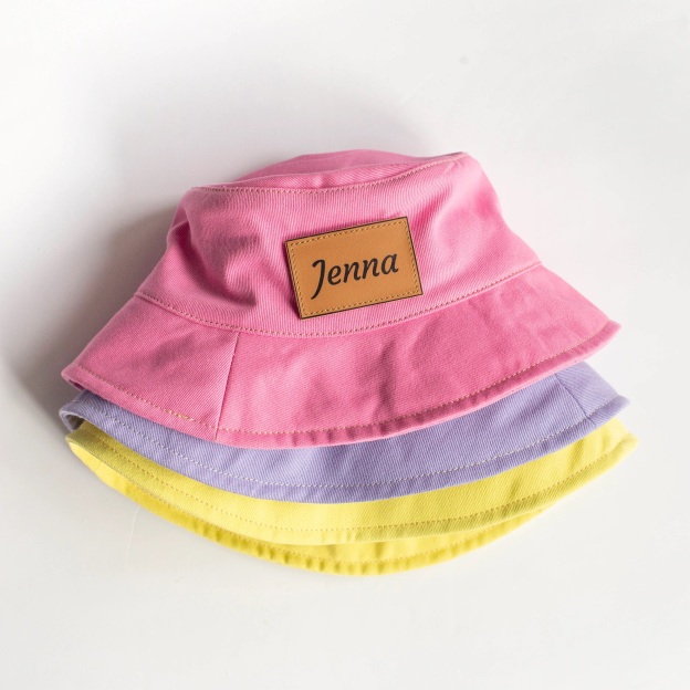 Personalized Kid Leather Patch Bucket Sunbonnet for Comfort & Unique | CWBeach157