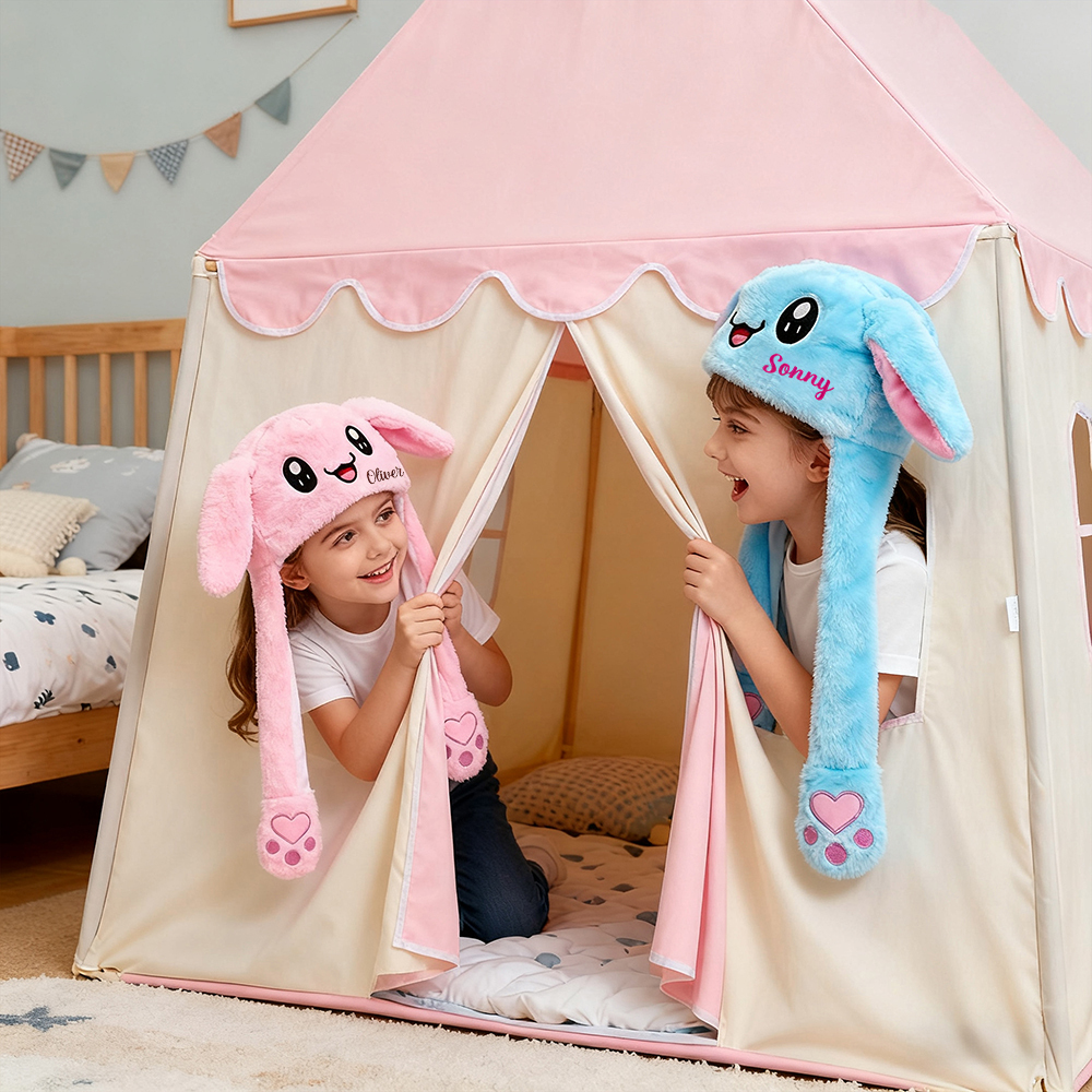 Personalized Embroidery Funny Ears Moving Plush Hat | HSKid79