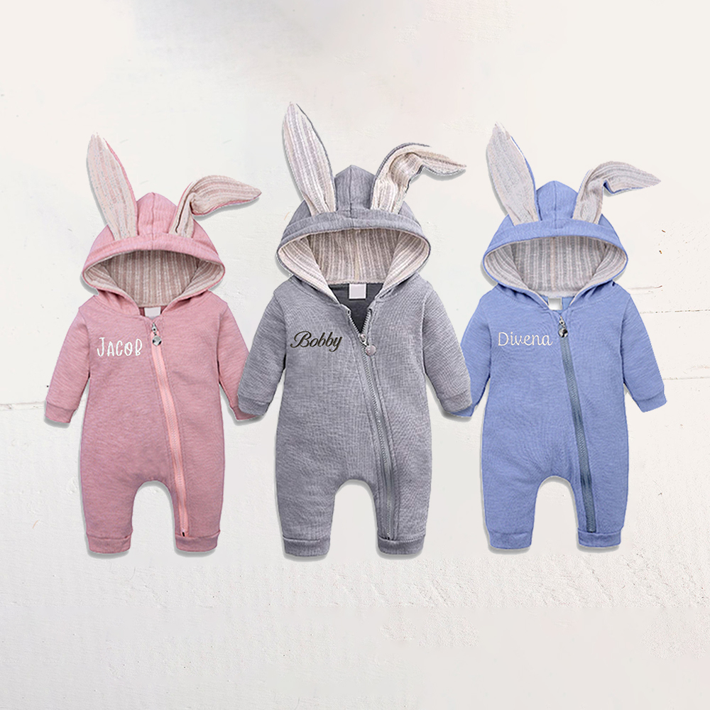 Personalized Easter Baby Bunny Ears Romper | CWbaby4001