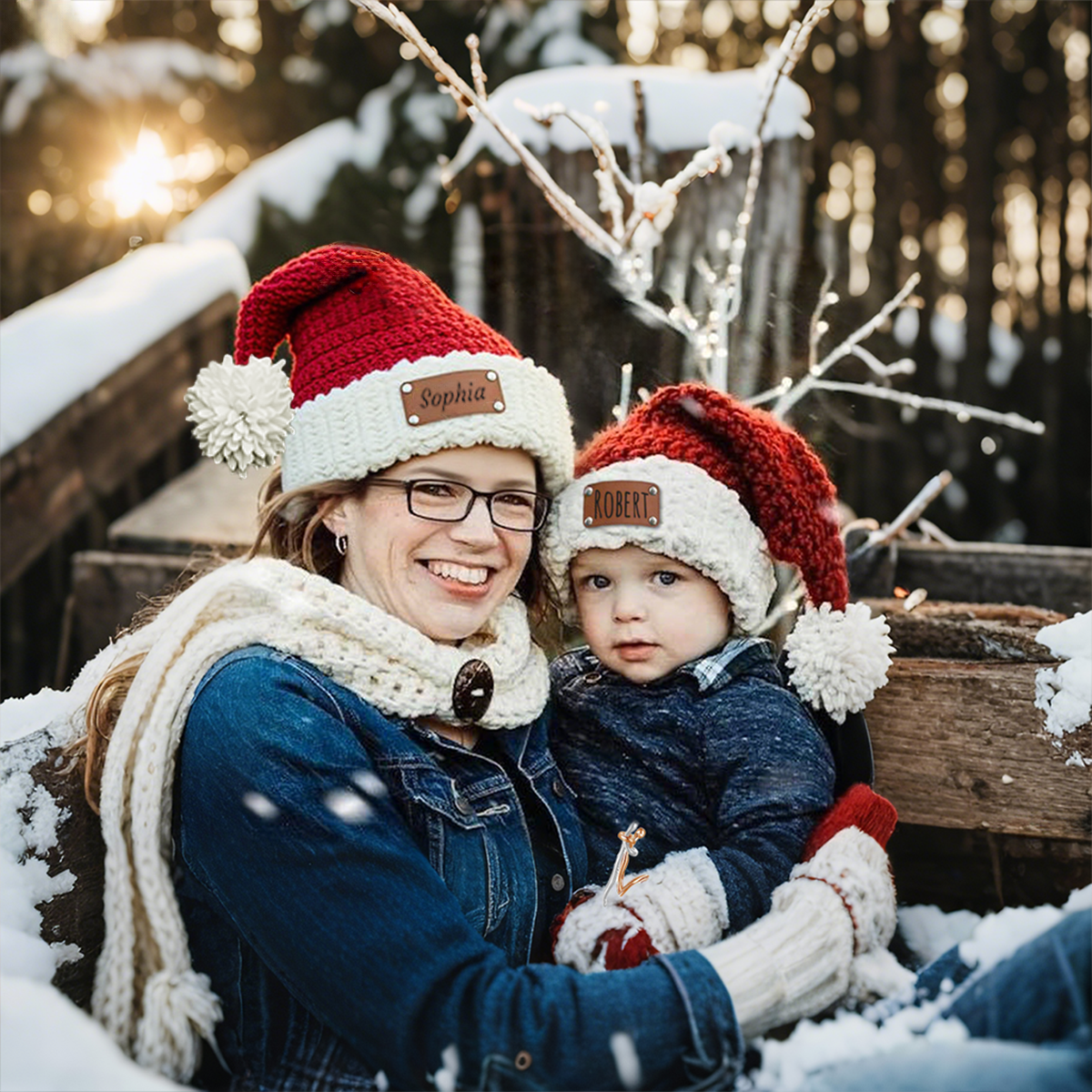 Personalized Leather Patch Christmas Santa Hat | MCGift115