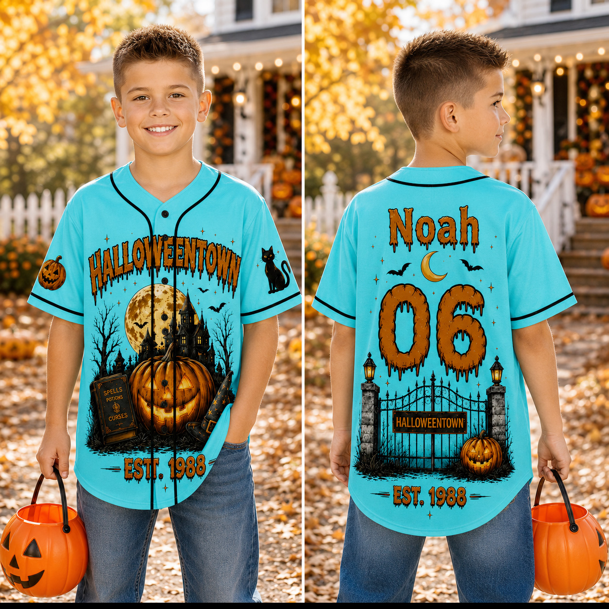 Personalized Halloween Button Up Baseball Jersey For Kid & Adult | CWHalloween98
