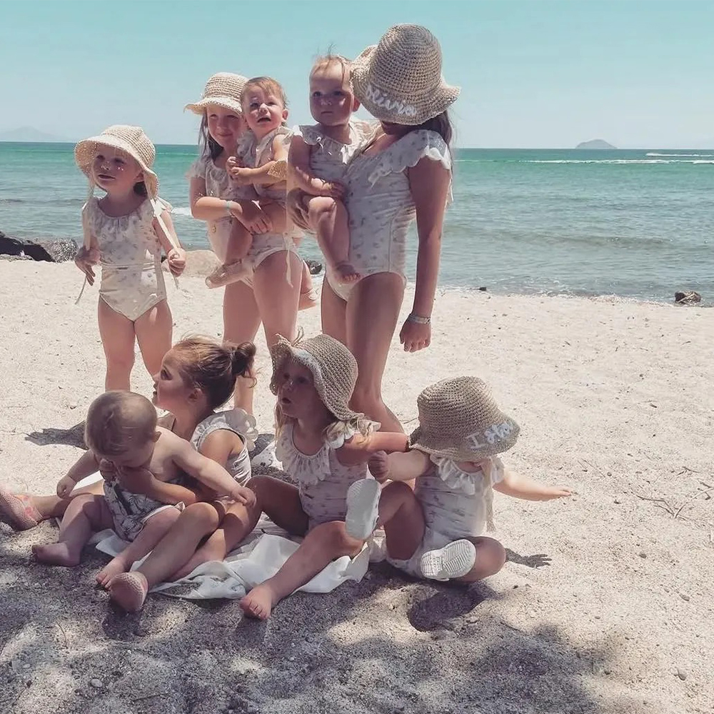 Personalized Hand Embroidered Straw Floppy Sun Hat | CWBeach163