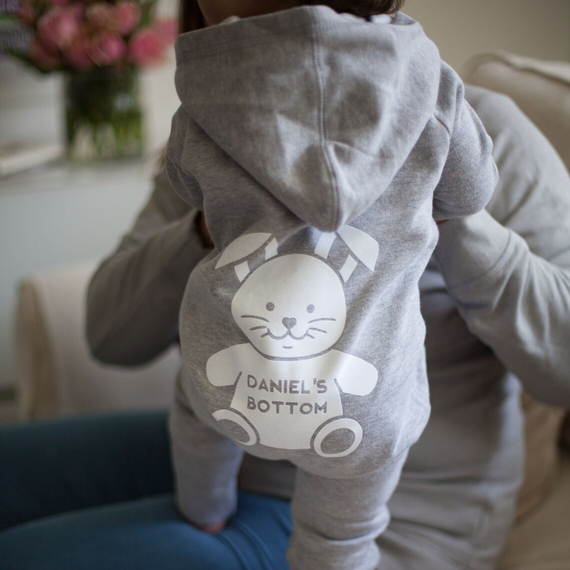 Personalized Baby Bunny Hooded Romper Onesie | CWBaby206