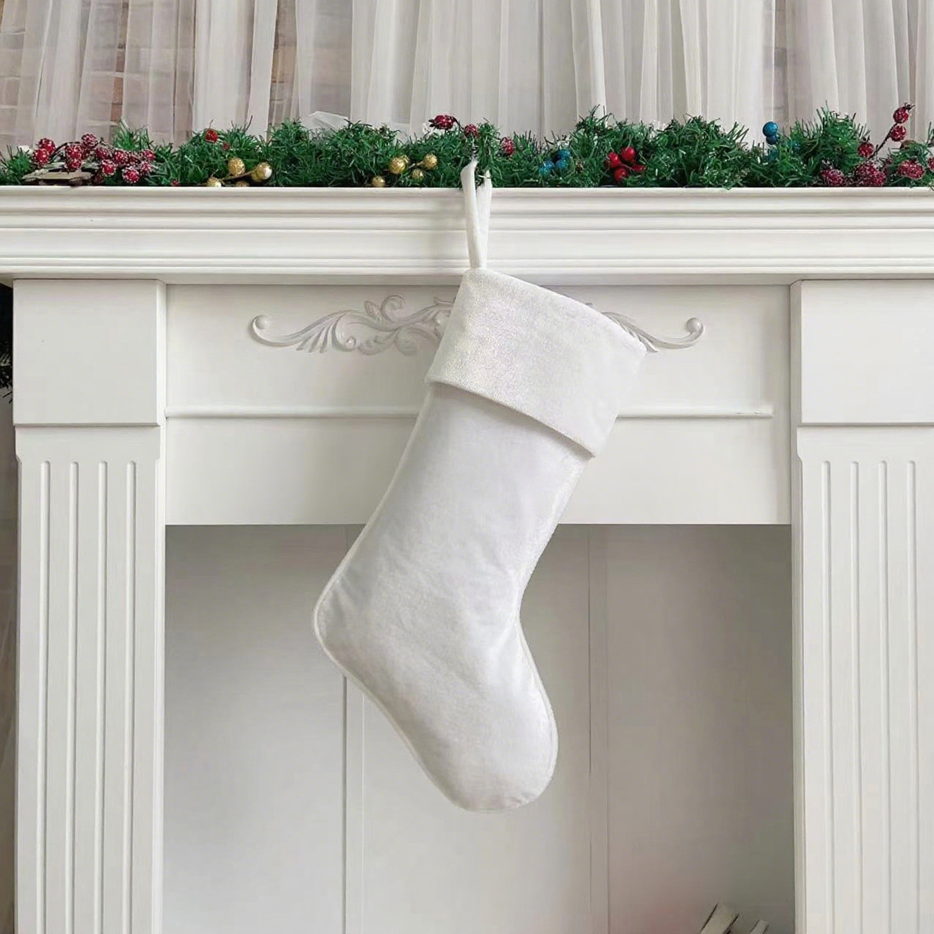 Personalized Velvet Christmas Stocking with Family Name | MCGift145