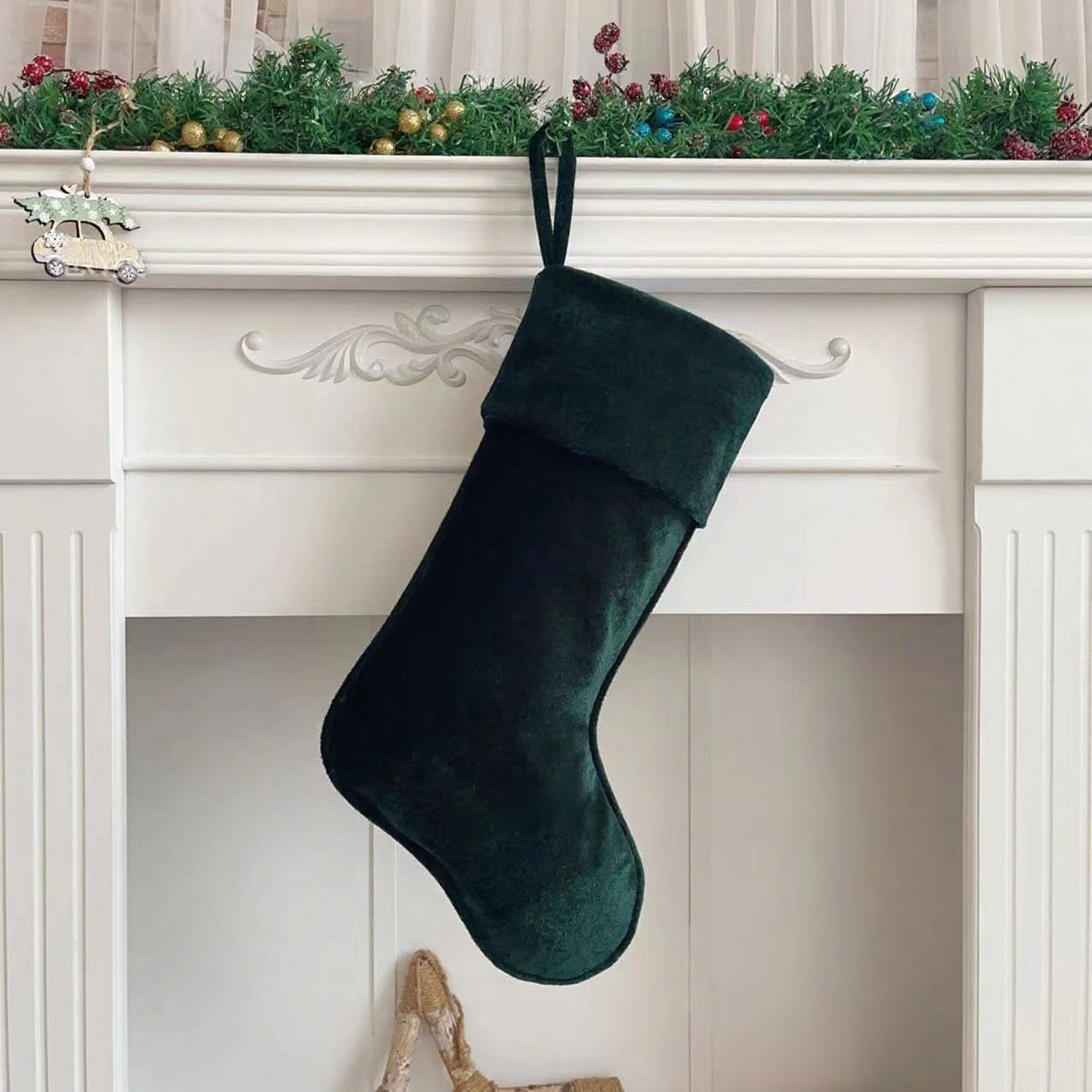 Personalized Velvet Christmas Stocking with Family Name | MCGift145