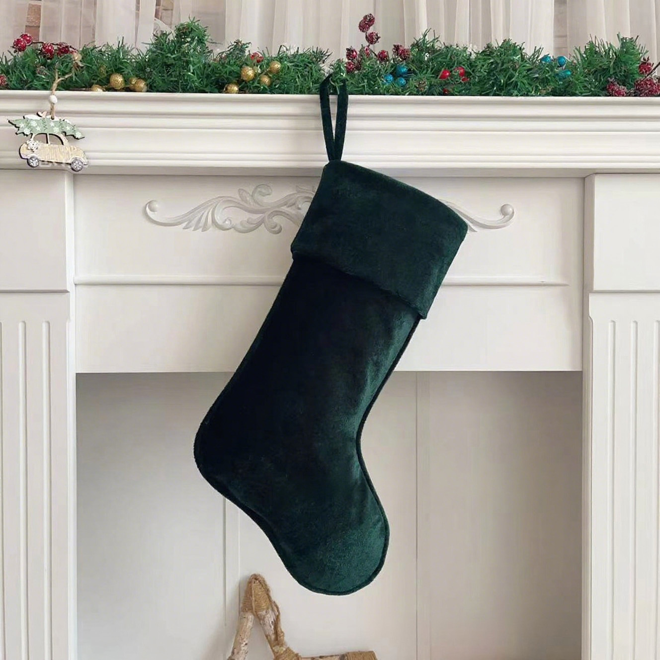 Personalized Velvet Christmas Stocking with Family Name | MCGift145