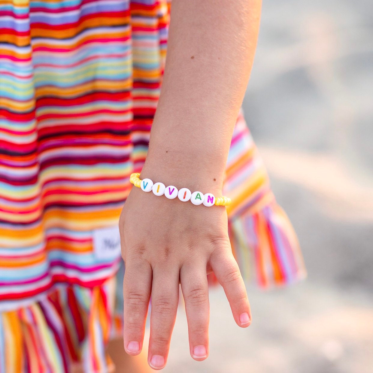 Personalized Colorful Letter Bead Bracelet For Kids