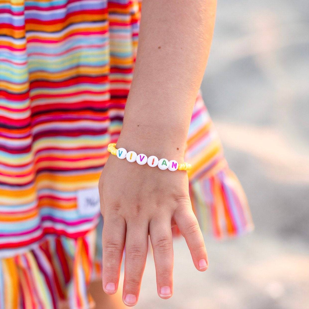 Personalized Colorful Letter Bead Bracelet For Kids