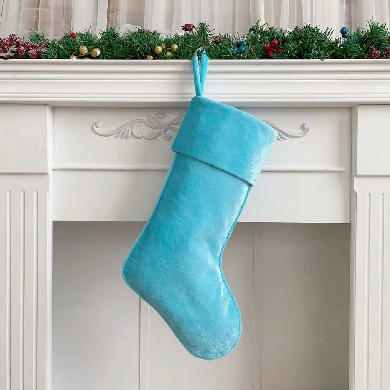 Personalized Velvet Christmas Stocking with Family Name | MCGift145