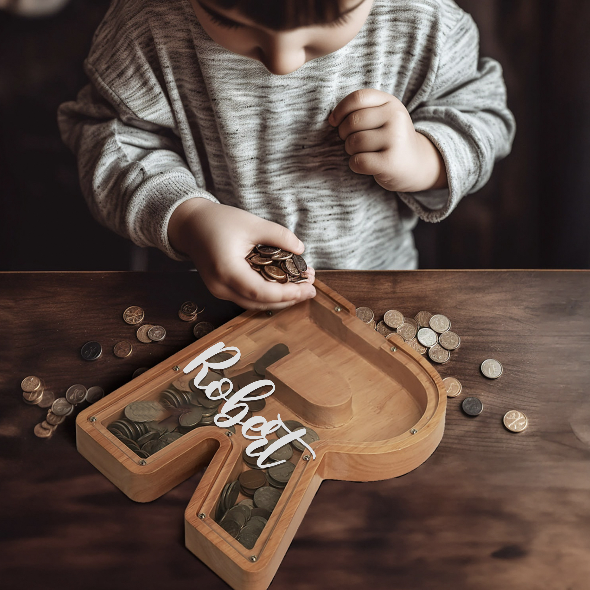 Personalized Kid Wood Letter Money Boxes with Acrylic Name | CWToy91