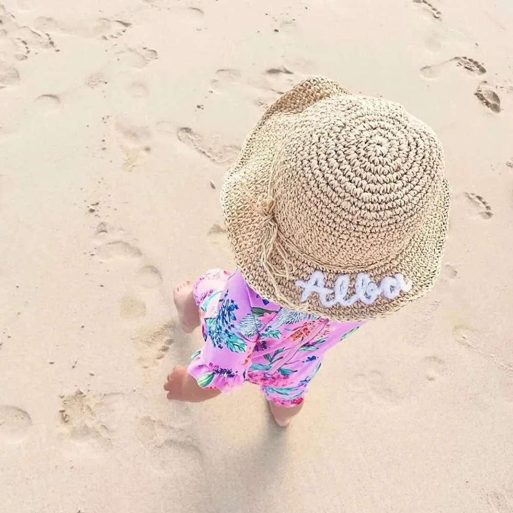 Personalized Embroidered Straw Floppy Hat for Comfort & Unique | CWBeach160