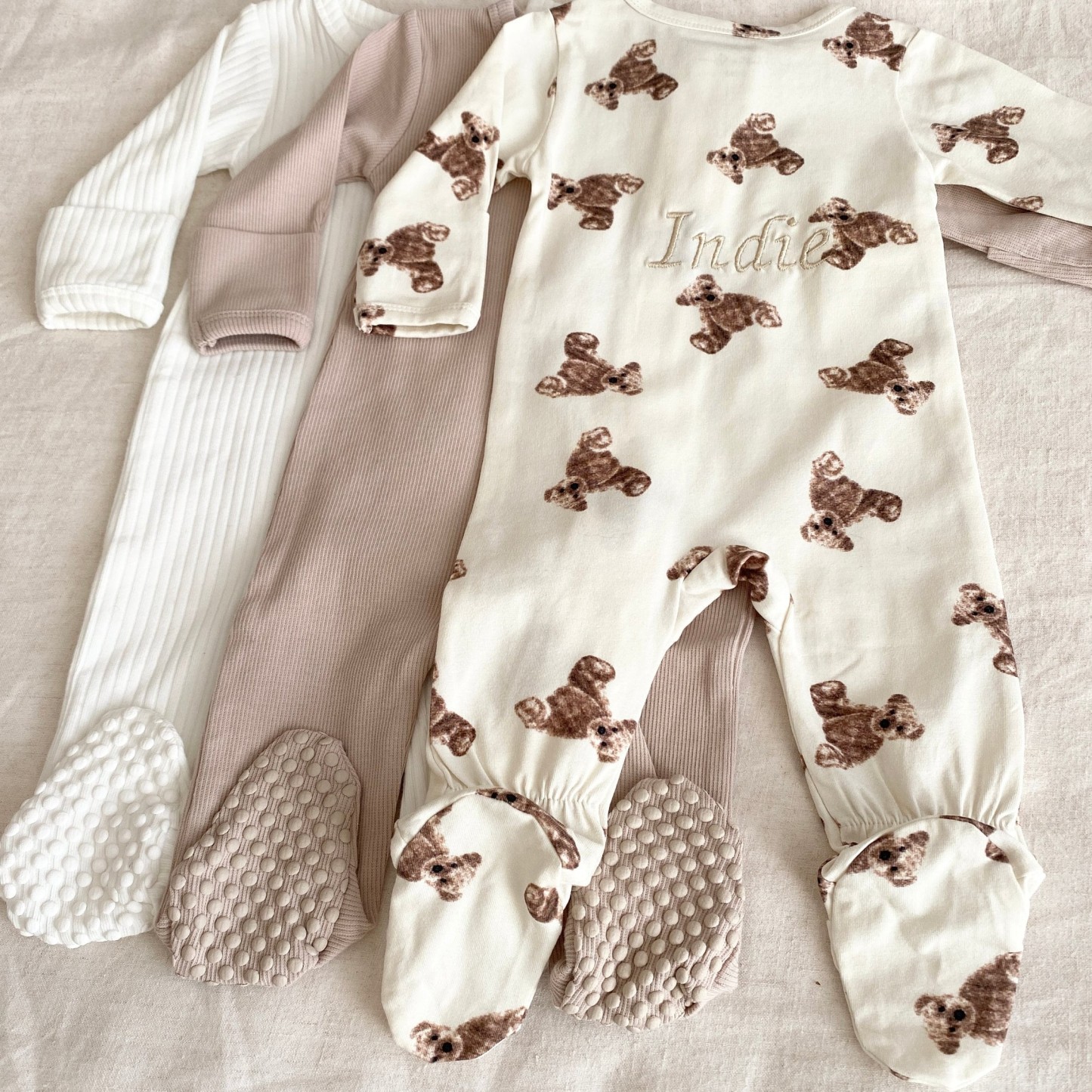 Personalized Baby Bear Cozy Sleepsuit Romper | CWBaby102