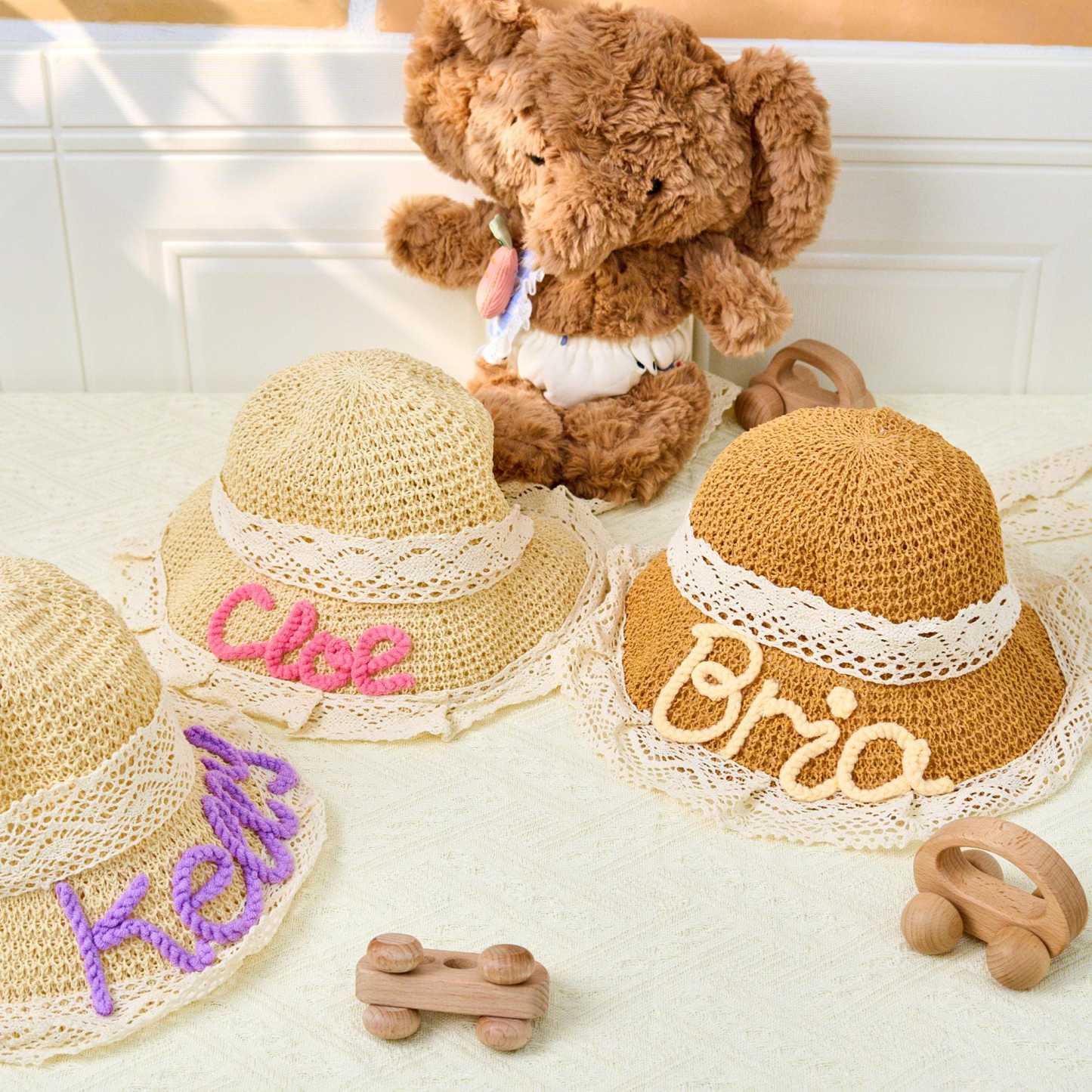 Personalized Summer Hand Embroidered Straw Hat | CWBeach202
