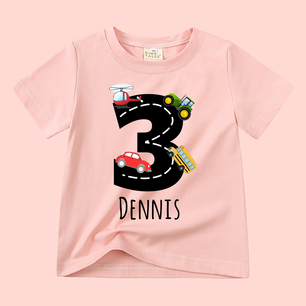 Personalized Kid Transportation Vehicle Party Birthday T-Shirt | inTee14
