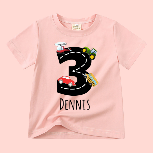 Personalized Kid Transportation Vehicle Party Birthday T-Shirt | inTee14