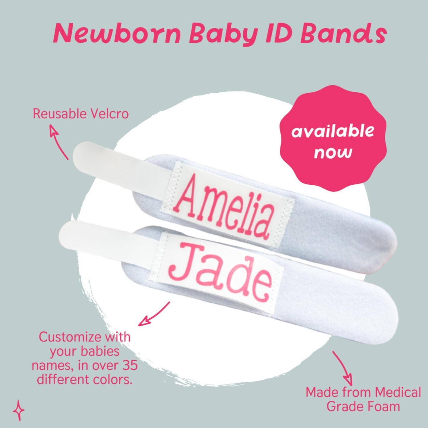 Personalized Cozy Baby ID Foam Bracelet for Twins | CWbaby36