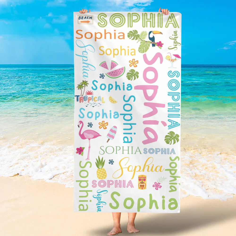 Personalized Monogram Embroidery Beach Towel | KKTowel74