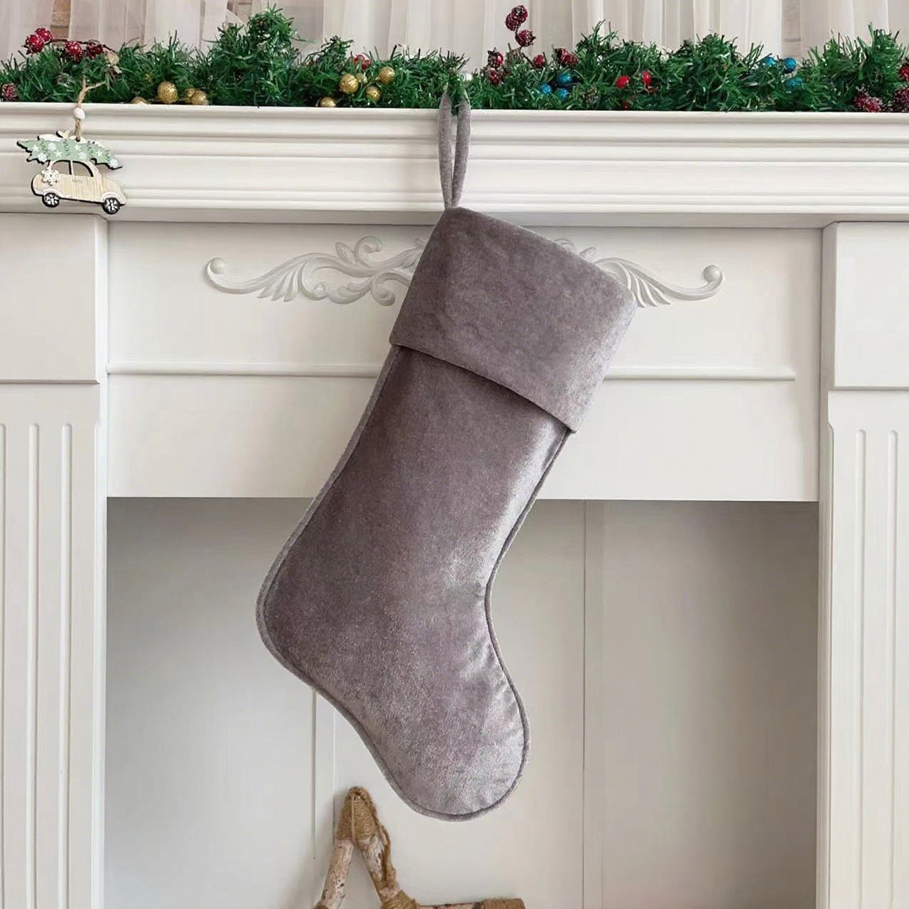 Personalized Velvet Christmas Stocking with Family Name | MCGift145