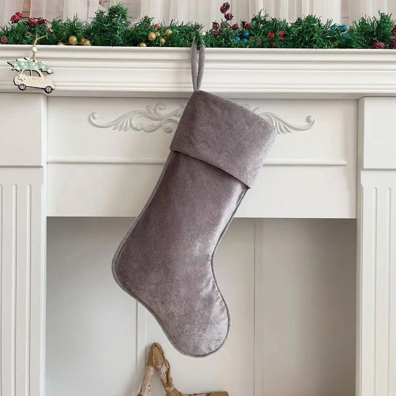 Personalized Velvet Christmas Stocking with Family Name | MCGift145