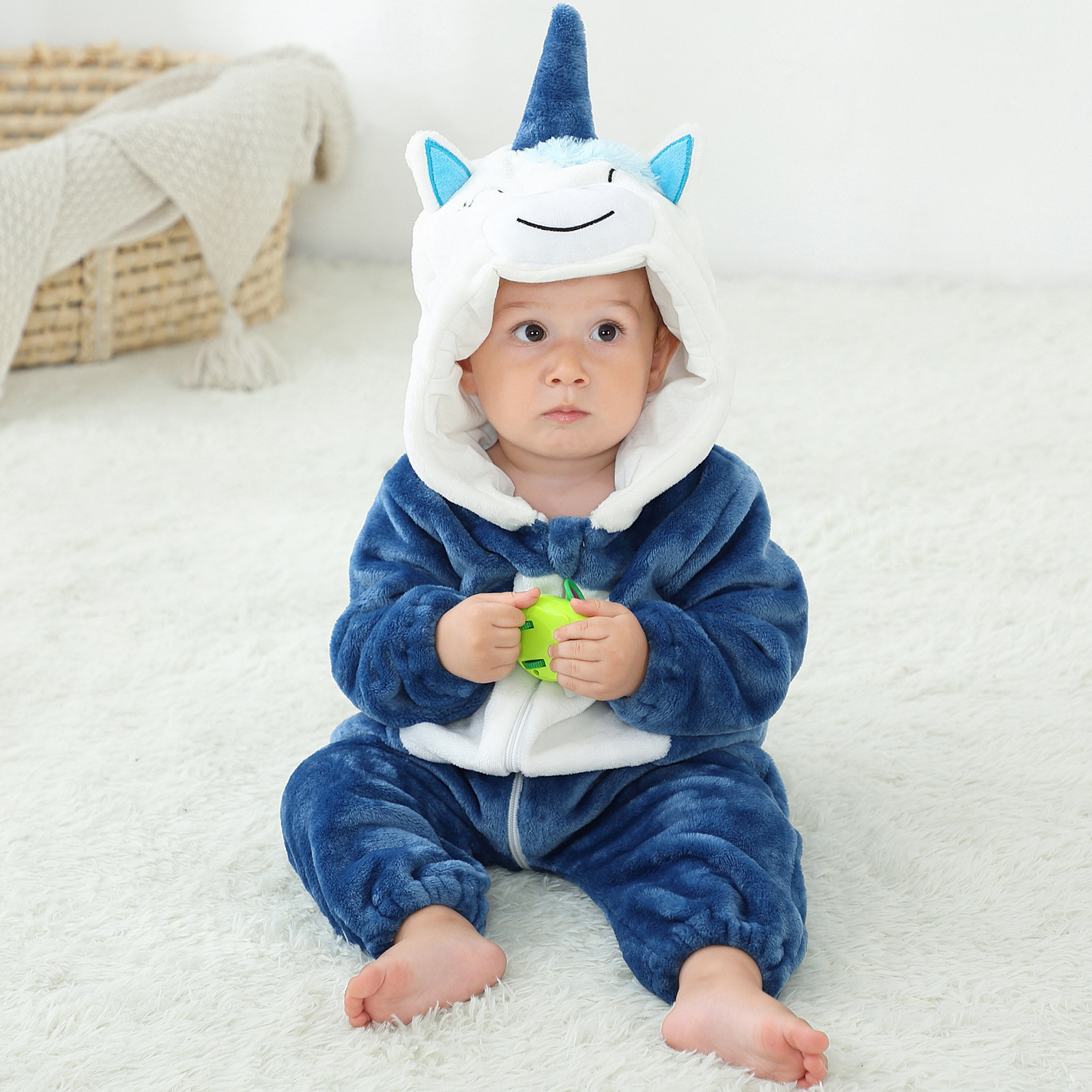 Personalized Leather Patch Baby Animal Romper  | CWBaby122