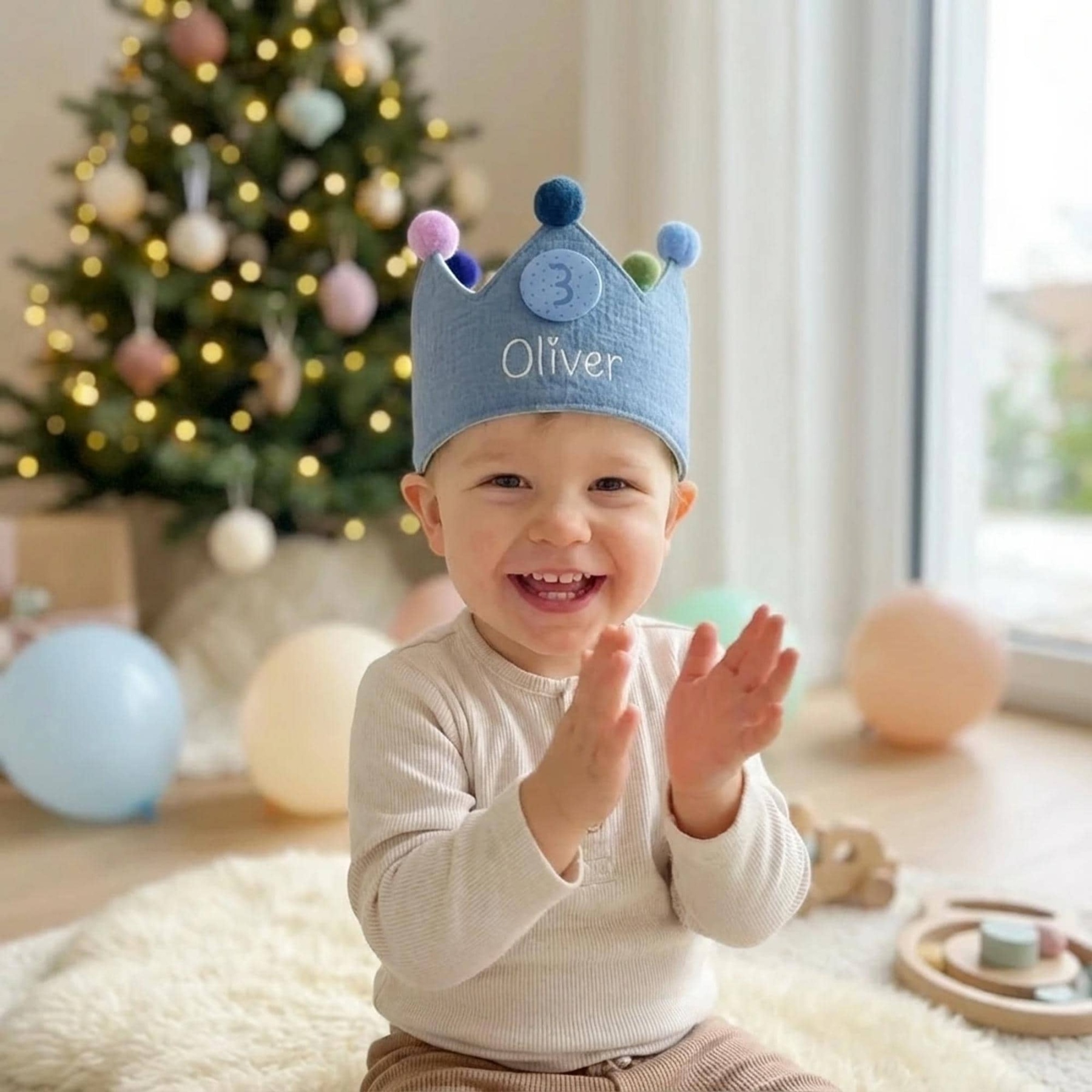 Personalized Hand Embroidered Baby First Birthday Crown | CWBaby210