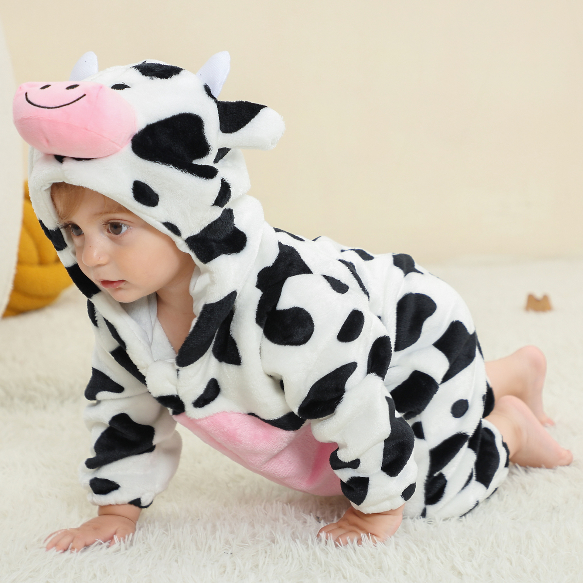 Personalized Leather Patch Baby Animal Romper  | CWBaby122