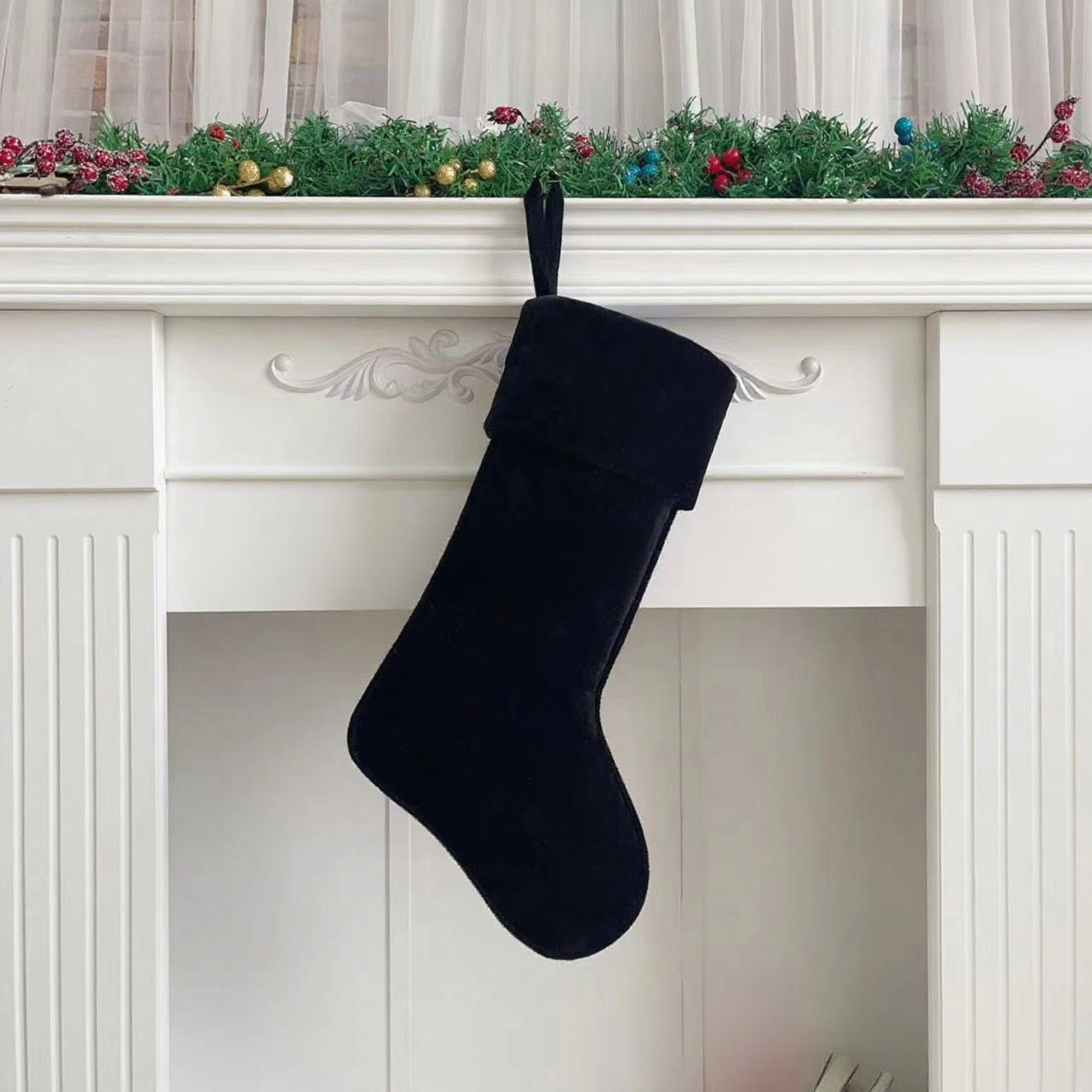 Personalized Velvet Christmas Stocking with Family Name | MCGift145