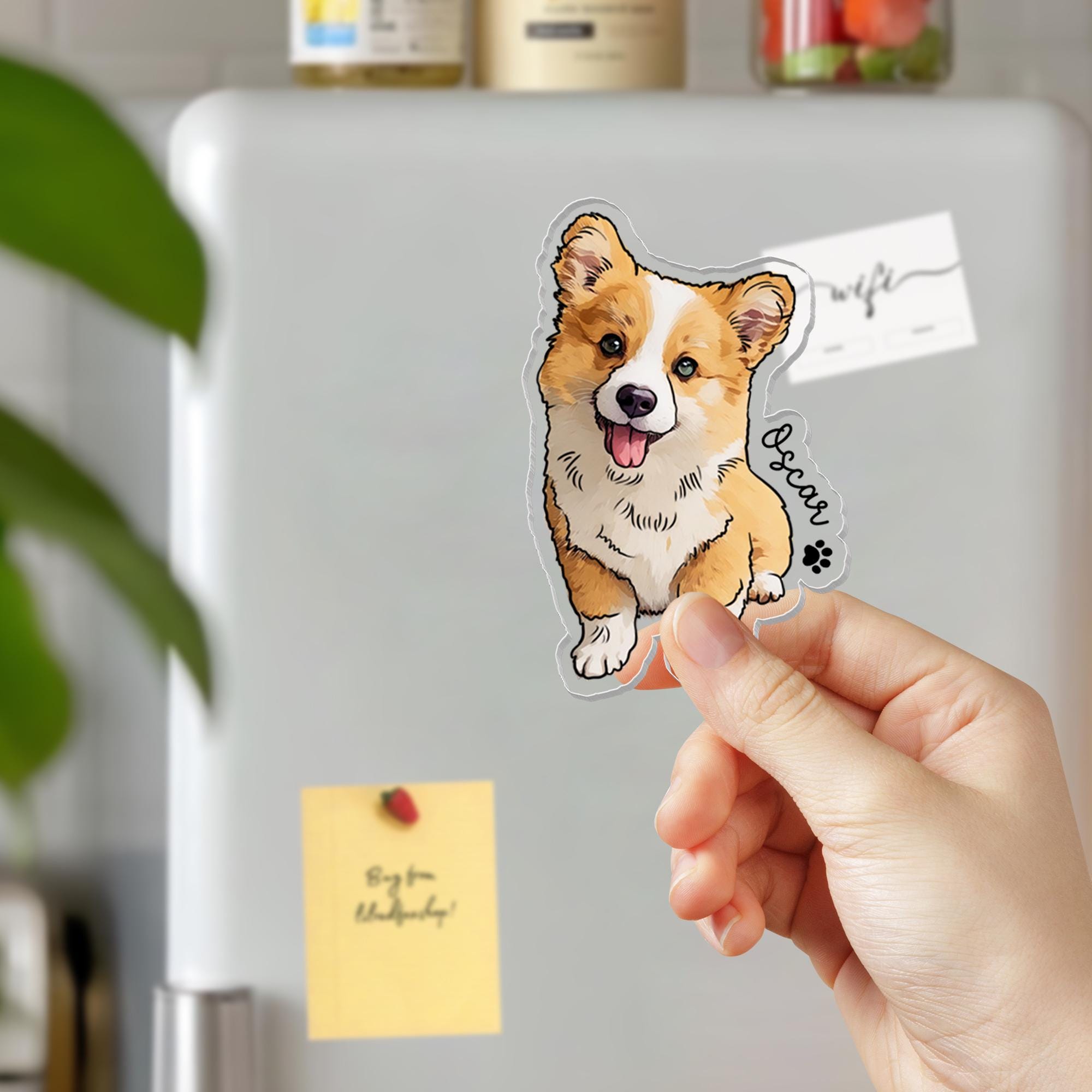 Personalized Illustrated Pet Portrait Fridge Photo Magnet | CWGift14