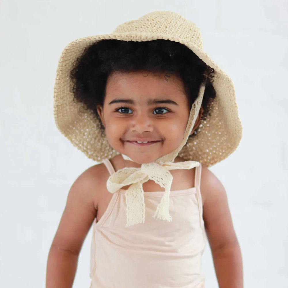 Personalized Hand Embroidered Straw Floppy Sun Hat | CWBeach163