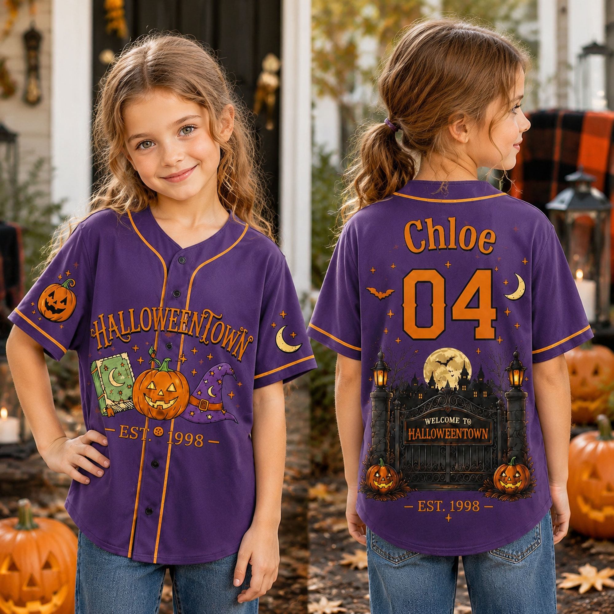 Personalized Halloween Button Up Baseball Jersey For Kid & Adult | CWHalloween96