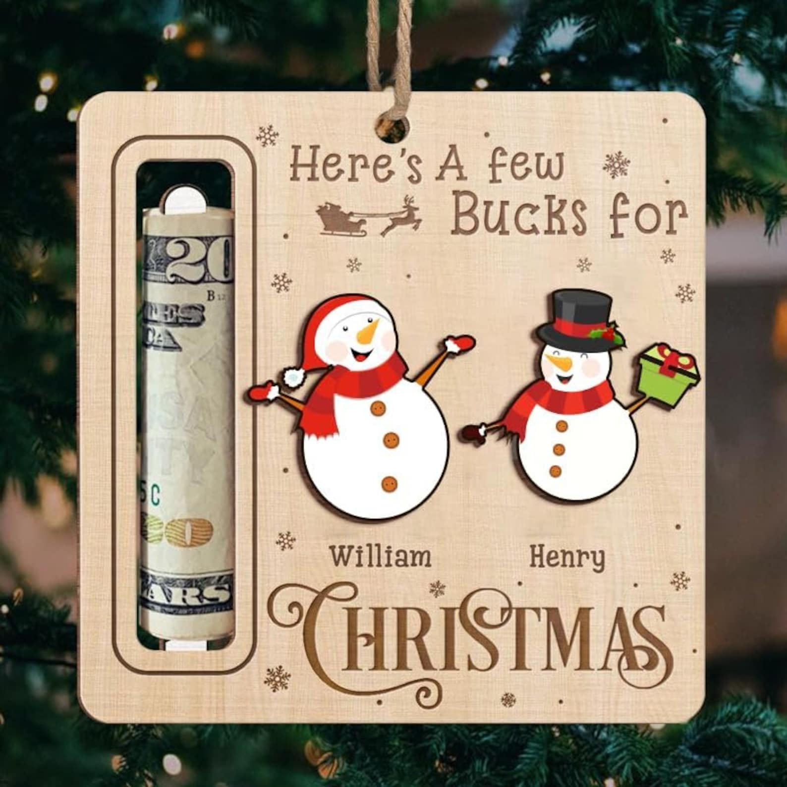 Personalized Cute Money Holder Christmas Ornament | MCGift35