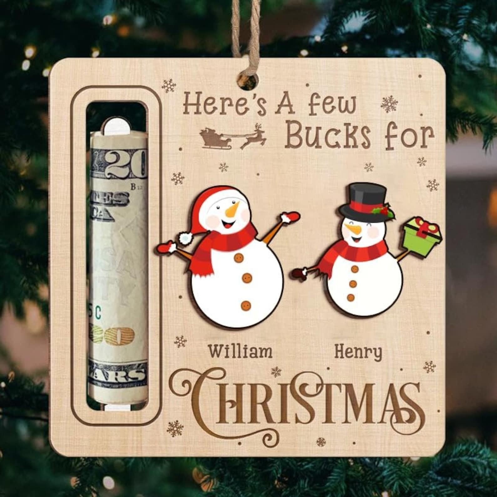 Personalized Cute Money Holder Christmas Ornament | MCGift35