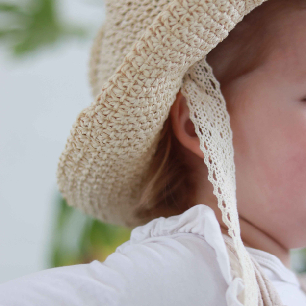 Personalized Hand Embroidered Straw Floppy Sun Hat | CWBeach163