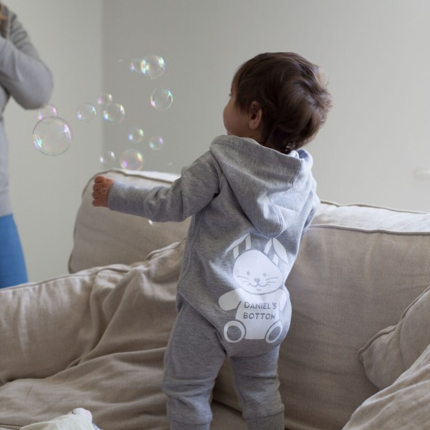 Personalized Baby Bunny Hooded Romper Onesie | CWBaby206