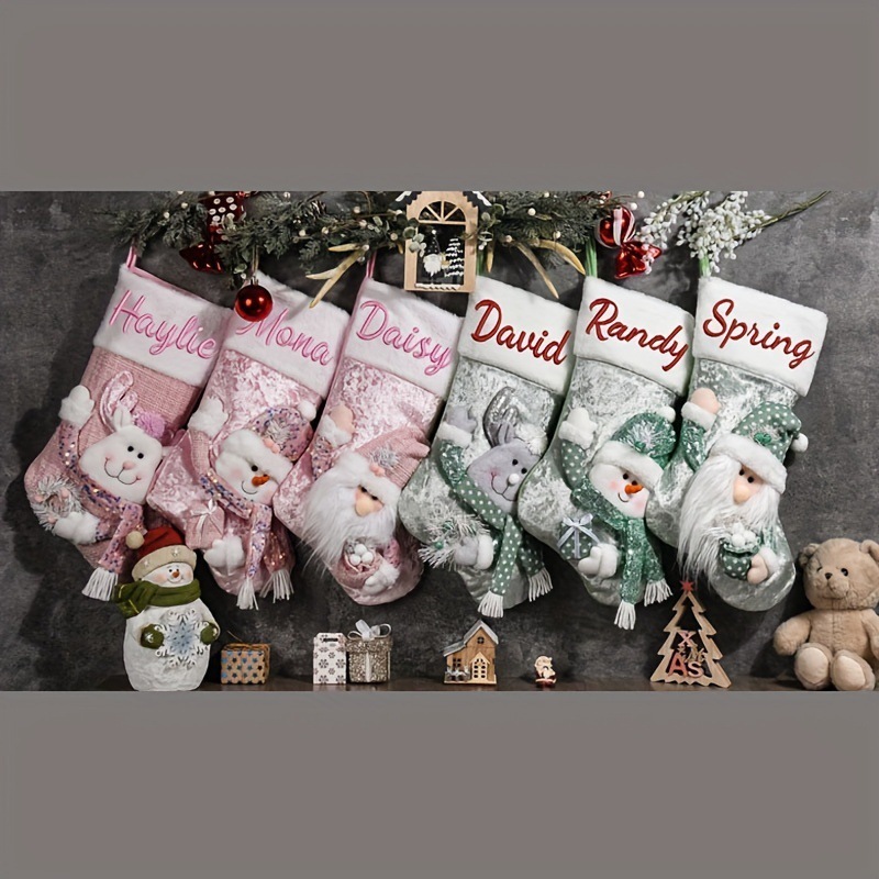 Personalized Embroidered Cute Pattern Christmas Stocking | MCGift208