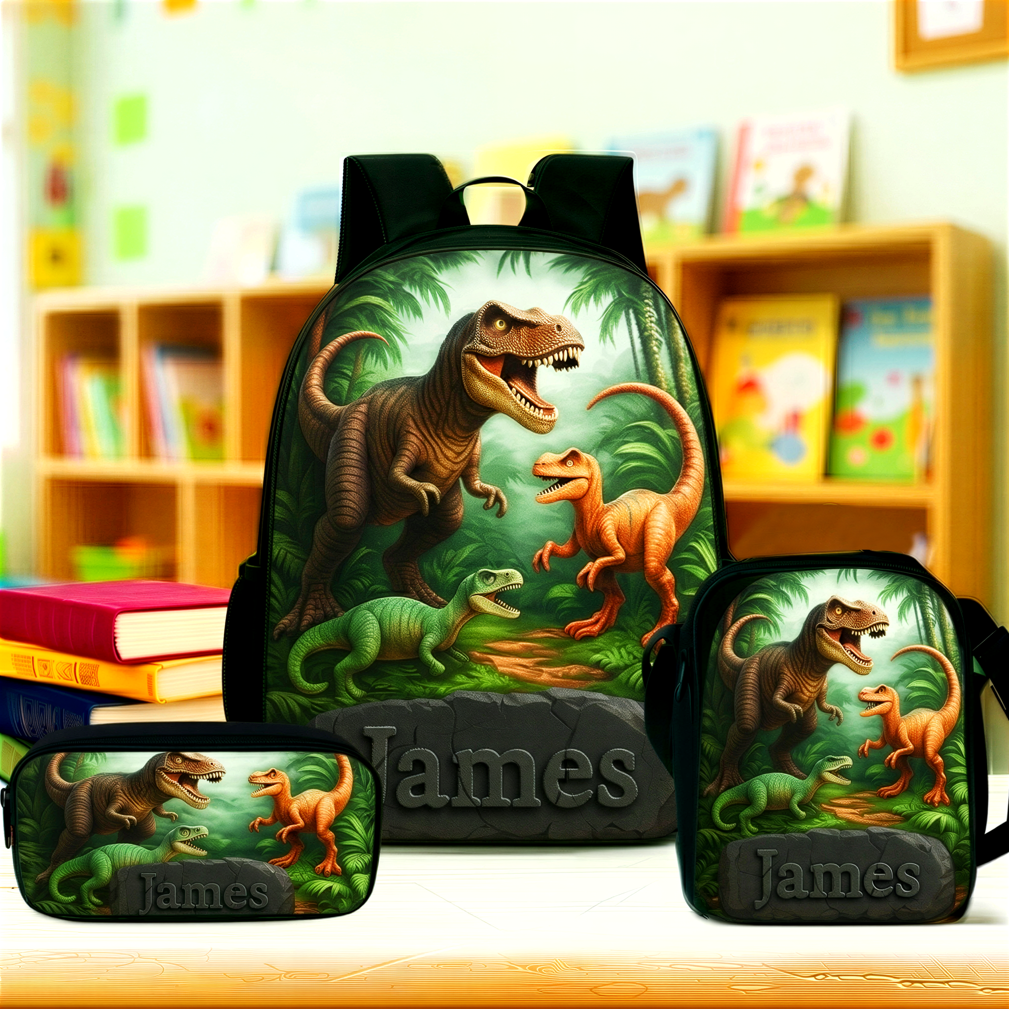 Personalized Kid Dinosaur Backpack Set | CWPack365